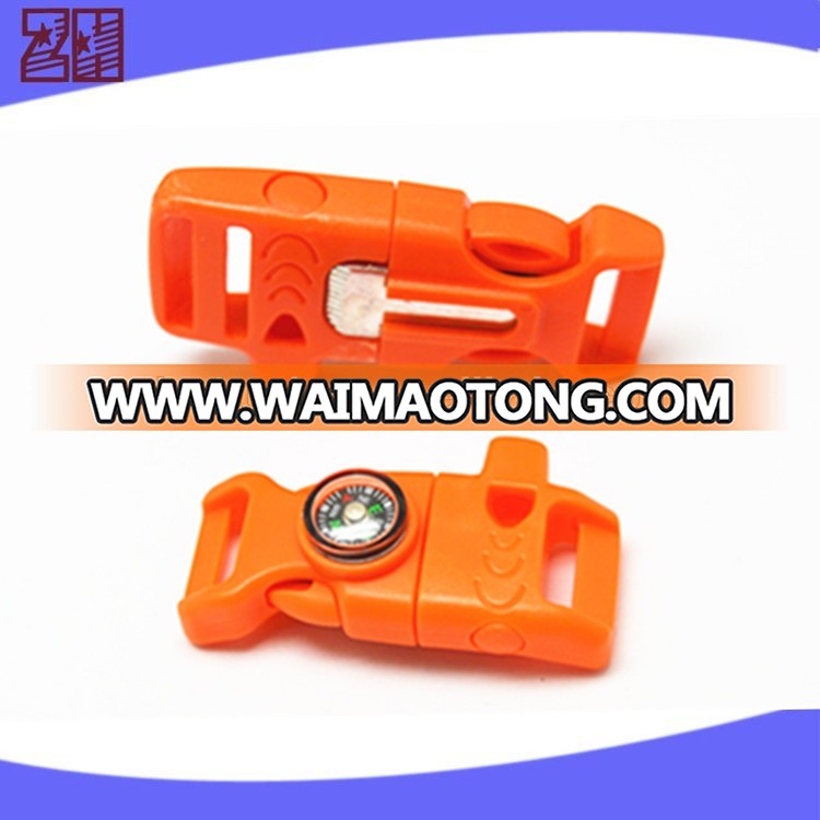 plastic whistle buckle with compass,release whistle buckles,paracord flint buckles